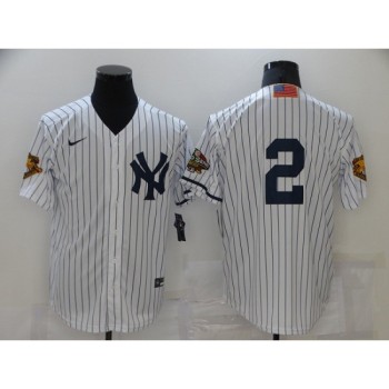 Men's New York Yankees #2 Derek Jeter White Strip World Series Cool Base Stitched Baseball Jersey Men's New York Yankees #2 Derek Jeter White Strip World Series Cool Base Stitched Baseball Jersey
