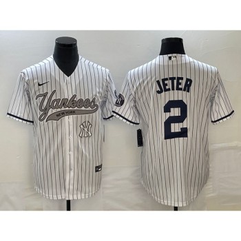 Men's New York Yankees #2 Derek Jeter White With Patch Cool Base Stitched Baseball Jersey Men's New York Yankees #2 Derek Jeter White With Patch Cool Base Stitched Baseball Jersey