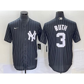 Men's New York Yankees #3 Babe Ruth Black Cool Base Stitched Baseball Jersey Men's New York Yankees #3 Babe Ruth Black Cool Base Stitched Baseball Jersey