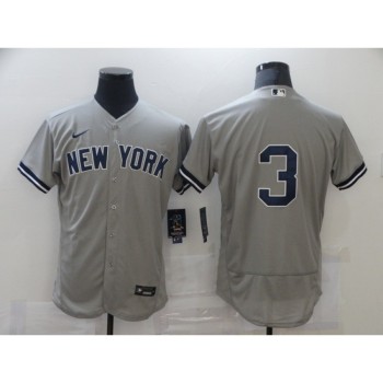 Men's New York Yankees #3 Babe Ruth Grey Flex Base Stitched Jersey Men's New York Yankees #3 Babe Ruth Grey Flex Base Stitched Jersey