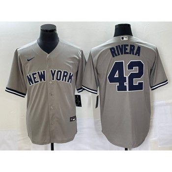 Men's New York Yankees #42 Mariano Rivera Gray Cool Base Stitched Baseball Jersey Men's New York Yankees #42 Mariano Rivera Gray Cool Base Stitched Baseball Jersey
