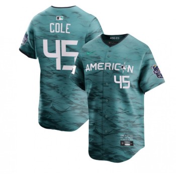 Men's New York Yankees #45 Gerrit Cole Teal 2023 All-star Flex Base Stitched Baseball Jersey Men's New York Yankees #45 Gerrit Cole Teal 2023 All-star Flex Base Stitched Baseball Jersey