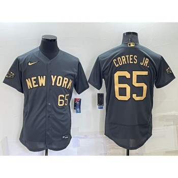 Men's New York Yankees #65 Nestor Cortes Jr. 2022 All-Star Charcoal Flex Base Stitched Baseball Jersey Men's New York Yankees #65 Nestor Cortes Jr. 2022 All-Star Charcoal Flex Base Stitched Baseball Jersey