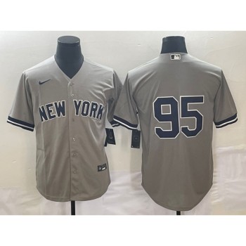 Men's New York Yankees #95 Oswaldo Cabrera Gray Cool Base Stitched Jersey Men's New York Yankees #95 Oswaldo Cabrera Gray Cool Base Stitched Jersey