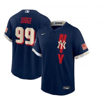 Men's New York Yankees #99 Aaron Judge 2021 Navy All-Star Cool Base Stitched MLB Jersey Men's New York Yankees #99 Aaron Judge 2021 Navy All-Star Cool Base Stitched MLB Jersey