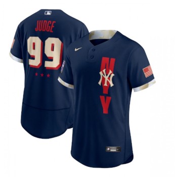 Men's New York Yankees #99 Aaron Judge 2021 Navy All-Star Flex Base Stitched MLB Jersey Men's New York Yankees #99 Aaron Judge 2021 Navy All-Star Flex Base Stitched MLB Jersey