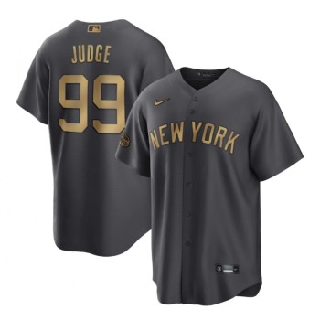 Men's New York Yankees #99 Aaron Judge 2022 All-Star Charcoal Cool Base Stitched Baseball Jersey Men's New York Yankees #99 Aaron Judge 2022 All-Star Charcoal Cool Base Stitched Baseball Jersey