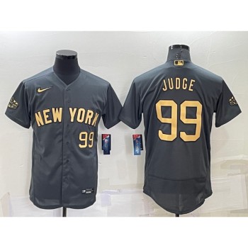 Men's New York Yankees #99 Aaron Judge 2022 All-Star Charcoal Flex Base Stitched Baseball Jersey Men's New York Yankees #99 Aaron Judge 2022 All-Star Charcoal Flex Base Stitched Baseball Jersey