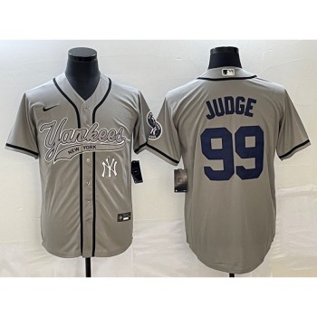 Men's New York Yankees #99 Aaron Judge Gray With Patch Cool Base Stitched Baseball Jersey Men's New York Yankees #99 Aaron Judge Gray With Patch Cool Base Stitched Baseball Jersey