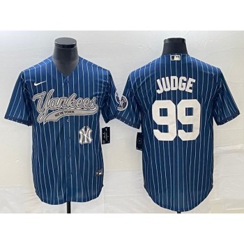 Men's New York Yankees #99 Aaron Judge Navy With Patch Cool Base Stitched Baseball Jersey Men's New York Yankees #99 Aaron Judge Navy With Patch Cool Base Stitched Baseball Jersey
