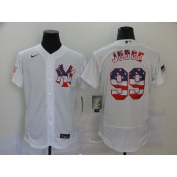 Men's New York Yankees #99 Aaron Judge White 2020 Stars & Stripes Flex Base Stitched Jersey Men's New York Yankees #99 Aaron Judge White 2020 Stars & Stripes Flex Base Stitched Jersey