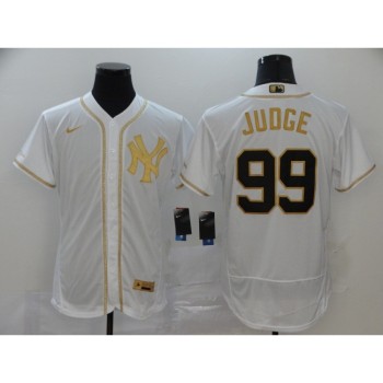 Men's New York Yankees #99 Aaron Judge White Golden Flex Base Stitched MLB Jersey Men's New York Yankees #99 Aaron Judge White Golden Flex Base Stitched MLB Jersey