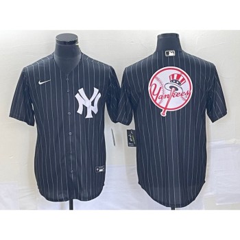 Men's New York Yankees Black Team Big Logo With Patch Cool Base Stitched Baseball Jersey Men's New York Yankees Black Team Big Logo With Patch Cool Base Stitched Baseball Jersey