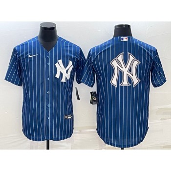Men's New York Yankees Blue Team Big Logo Cool Base Stitched Baseball Jersey Men's New York Yankees Blue Team Big Logo Cool Base Stitched Baseball Jersey