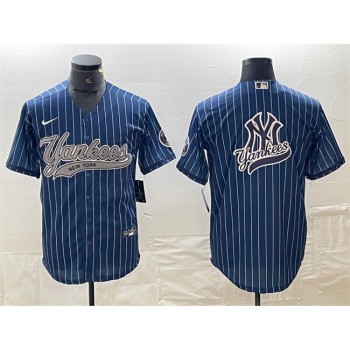 Men's New York Yankees Navy Team Big Logo Cool Base Stitched Baseball Jersey Men's New York Yankees Navy Team Big Logo Cool Base Stitched Baseball Jersey