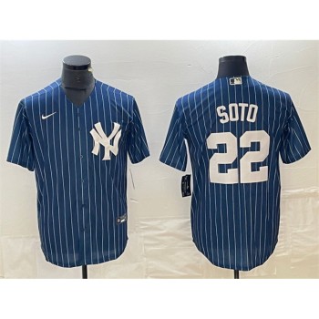 Men's New York Yankees #22 Juan Soto Navy Cool Base Stitched Baseball Jersey Men's New York Yankees #22 Juan Soto Navy Cool Base Stitched Baseball Jersey