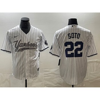Men's New York Yankees #22 Juan Soto White Cool Base Stitched Baseball Jersey Men's New York Yankees #22 Juan Soto White Cool Base Stitched Baseball Jersey