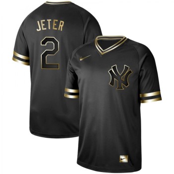 Men's New York Yankees #2 Derek Jeter Black Gold Stitched MLB Jersey Men's New York Yankees #2 Derek Jeter Black Gold Stitched MLB Jersey
