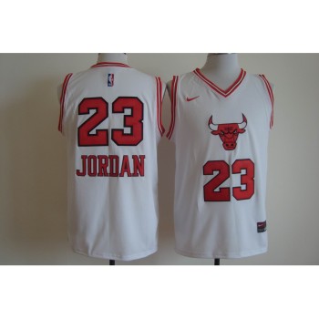 Men's Chicago Bulls #23 Michael Jordan White Bull Head Fashion Stitched NBA Jersey