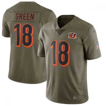 Men's Cincinnati Bengals #18 A.J. Green Olive Salute To Service Limited Stitched NFL Jersey
