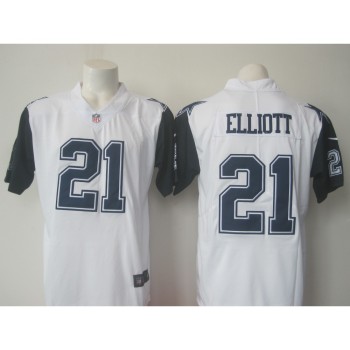 Men's Cowboys #21 Ezekiel Elliott White Limited Rush Stitched NFL Jersey