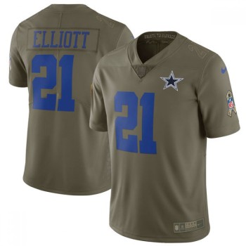 Men's Dallas Cowboys #21 Ezekiel Elliott Olive Salute to Service Limited Stitched NFL Jersey