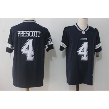 Men's Dallas Cowboys #4 Dak Prescott Navy Blue Team Color Stitched NFL Vapor Untouchable Limited Jersey