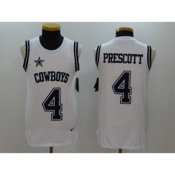 Men's Dallas Cowboys #4 Dak Prescott White Stitched NFL Limited Rush Tank Top Jersey Men's Dallas Cowboys #4 Dak Prescott White Stitched NFL Limited Rush Tank Top Jersey