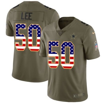 Men's Dallas Cowboys #50 Sean Lee 2017 Salute to Service Olive USA Flag Stitched NFL Limited Jersey