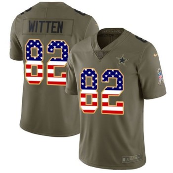 Men's Dallas Cowboys #82 Jason Witten 2017 Salute to Service Olive USA Flag Stitched NFL Limited Jersey