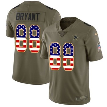 Men's Dallas Cowboys #88 Dez Bryant 2017 Salute to Service Olive USA Flag Stitched NFL Limited Jersey Men's Dallas Cowboys #88 Dez Bryant 2017 Salute to Service Olive USA Flag Stitched NFL Limited Jersey
