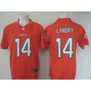 Men's Dolphins #14 Jarvis Landry Orange Limited Rush Stitched NFL Jersey Men's Dolphins #14 Jarvis Landry Orange Limited Rush Stitched NFL Jersey