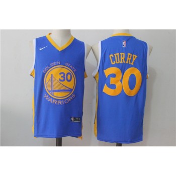 Men's Golden State Warriors #30 Stephen Curry Royal Road Stitched NBA Jersey