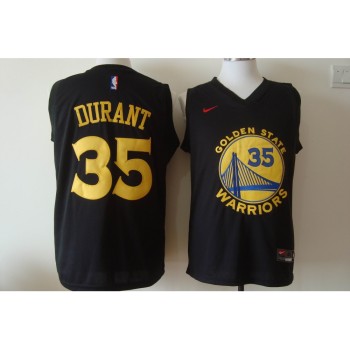 Men's Golden State Warriors #35 Kevin Durant Black 2017-18 New Season Stitched NBA Jersey