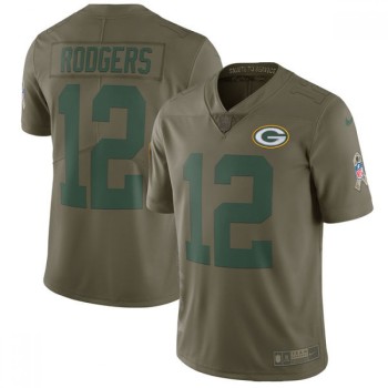 Men's Green Bay Packers #12 Aaron Rodgers Olive Salute To Service Limited Stitched NFL Jersey