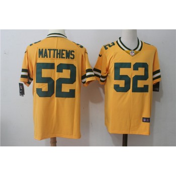 Men's Green Bay Packers #52 Clay Matthews Yellow Stitched NFL Limited Rush Jersey Men's Green Bay Packers #52 Clay Matthews Yellow Stitched NFL Limited Rush Jersey