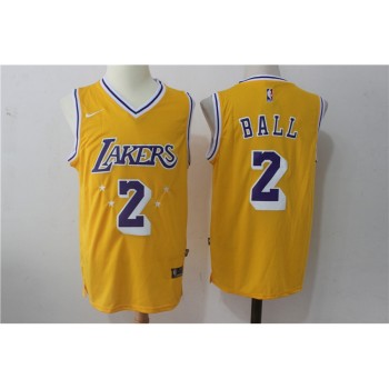Men's Los Angeles Lakers #2 Lonzo Ball Yellow Throwback Stitched NBA Jersey Men's Los Angeles Lakers #2 Lonzo Ball Yellow Throwback Stitched NBA Jersey