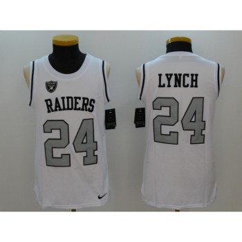 Men's Oakland Raiders #24 Marshawn Lynch White Stitched NFL Limited Tank Top Jersey Men's Oakland Raiders #24 Marshawn Lynch White Stitched NFL Limited Tank Top Jersey