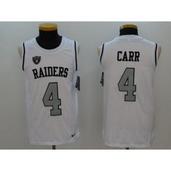 Men's Oakland Raiders #4 Derek Carr White Stitched NFL Limited Rush Tank Top Jersey Men's Oakland Raiders #4 Derek Carr White Stitched NFL Limited Rush Tank Top Jersey
