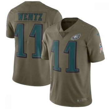 Men's Philadelphia Eagles #11 Carson Wentz Olive Salute To Service Limited Stitched NFL Jersey Men's Philadelphia Eagles #11 Carson Wentz Olive Salute To Service Limited Stitched NFL Jersey
