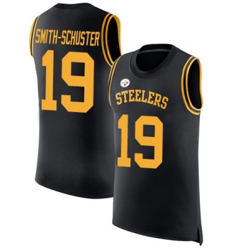 Men's Pittsburgh Steelers #19 JuJu Smith-Schuster Black Team Color Stitched NFL Limited Rush Tank Top Jersey Men's Pittsburgh Steelers #19 JuJu Smith-Schuster Black Team Color Stitched NFL Limited Rush Tank Top Jersey