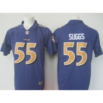 Men's Ravens #55 Terrell Suggs Purple Limited Rush NFL Jersey