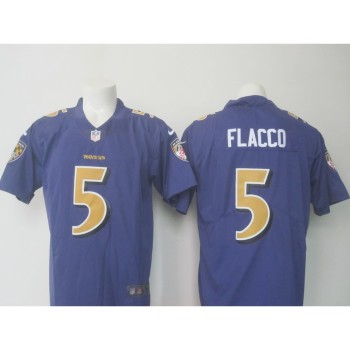 Men's Ravens #5 Joe Flacco Purple Limited Rush NFL Jersey