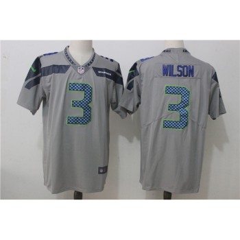 Men's Seattle Seahawks #3 Russell Wilson Gray Stitched NFL Vapor Untouchable Limited Jersey Men's Seattle Seahawks #3 Russell Wilson Gray Stitched NFL Vapor Untouchable Limited Jersey
