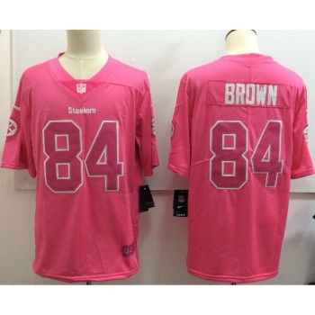 Men's Steelers #84 Antonio Brown Pink Limited Rush Stitched NFL Jersey