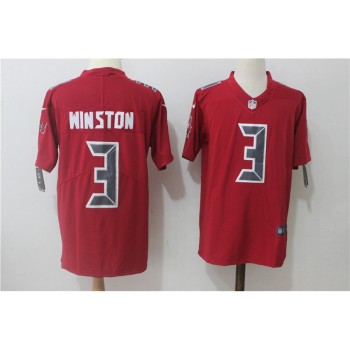 Men's Tampa Bay Buccaneers #3 Jameis Winston Red Stitched NFL Limited Rush Jersey