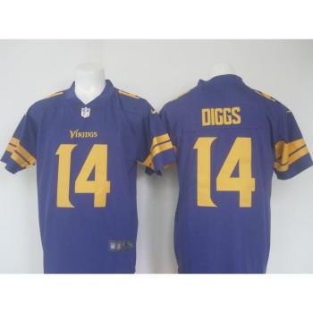 Men's Vikings #14 Stefon Diggs Purple Limited Rush Stitched NFL Jersey