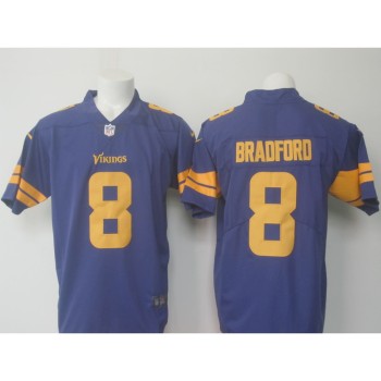 Men's Vikings #8 Sam Bradford Purple Limited Rush Stitched NFL Jersey