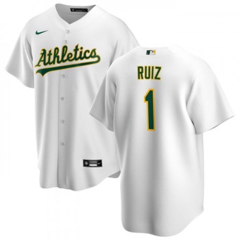 Men's Oakland Athletics #1 Esteury Ruiz White Cool Base Stitched Jersey Men's Oakland Athletics #1 Esteury Ruiz White Cool Base Stitched Jersey