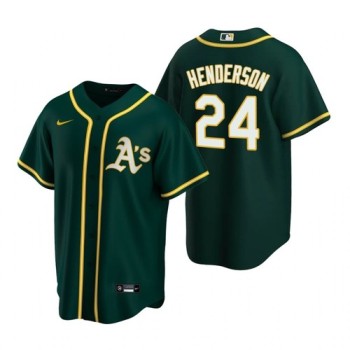 Men's Oakland Athletics #24 Rickey Henderson Green Cool Base Stitched Jersey Men's Oakland Athletics #24 Rickey Henderson Green Cool Base Stitched Jersey